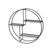 Round Floating Wall Shelf – Metal – Black – Features 3 Metal Mesh Panels