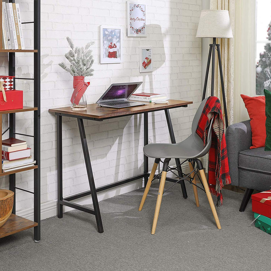 Computer Desk – Wood and Iron – Rustic Brown – Industrial Style, Easy Assembly, Space-Saving