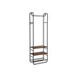 Hall Tree – Wood and Metal – Rustic Brown and Black – With Shoe Rack and Shelves