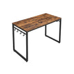 Writing Desk – Metal – Rustic Brown and Black – Industrial Design with 8 Hooks