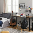 Writing Desk – Metal – Rustic Brown and Black – Industrial Design with 8 Hooks