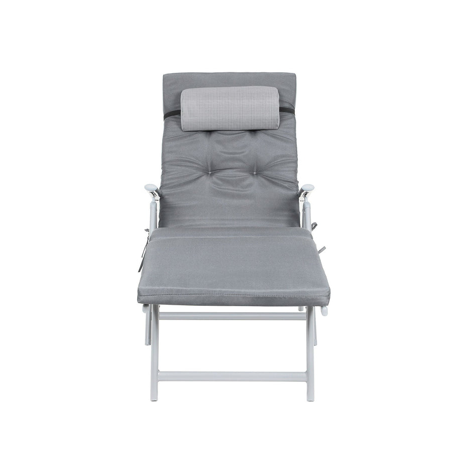 Sun Lounger – Rustproof Aluminium – Black – Foldable with 6 cm Mattress and Removable Headrest