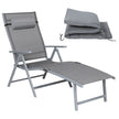 Sun Lounger – Rustproof Aluminium – Black – Foldable with 6 cm Mattress and Removable Headrest