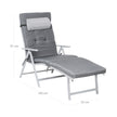Sun Lounger – Rustproof Aluminium – Black – Foldable with 6 cm Mattress and Removable Headrest