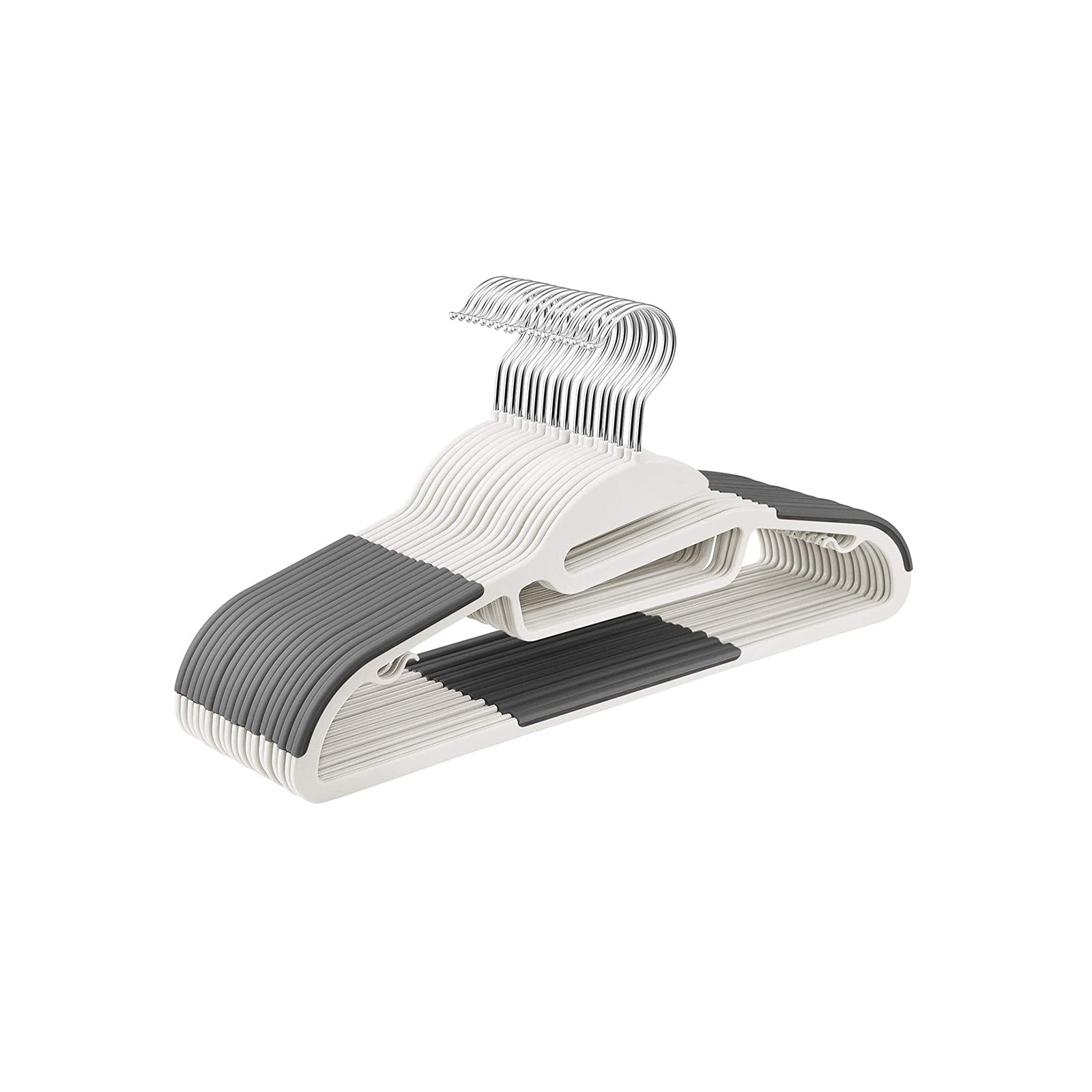 Coat Hangers – Plastic – Grey – 20 Pack, Thin Space Saving Design with Non-Slip Grip and 360° Rotating Hook