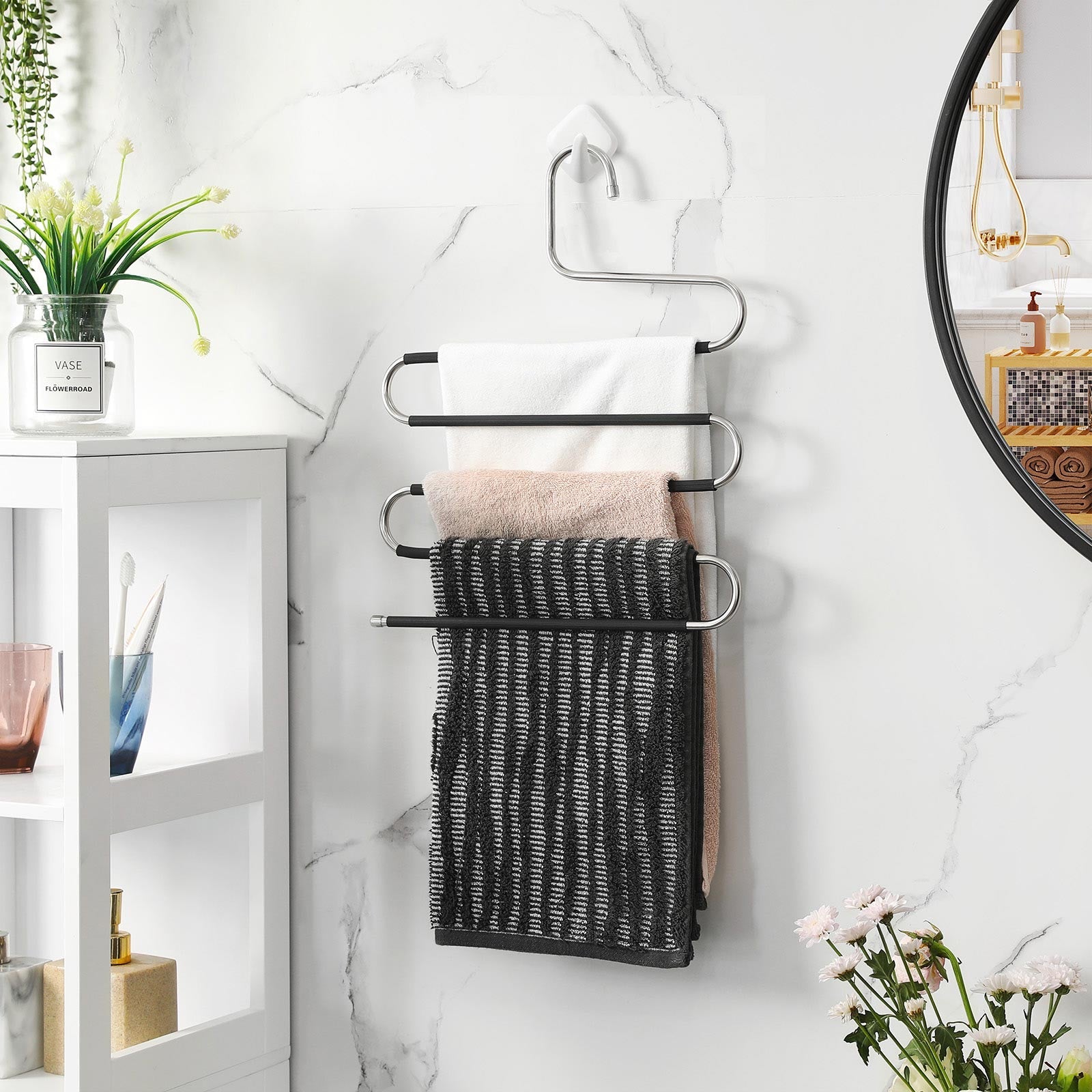 Pants Hangers – Metal – Silver and Black – Space-Saving Non-Slip 5-Tier Design