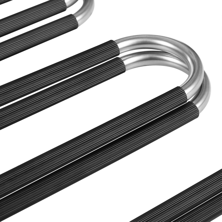 Pants Hangers – Metal – Silver and Black – Space-Saving Non-Slip 5-Tier Design