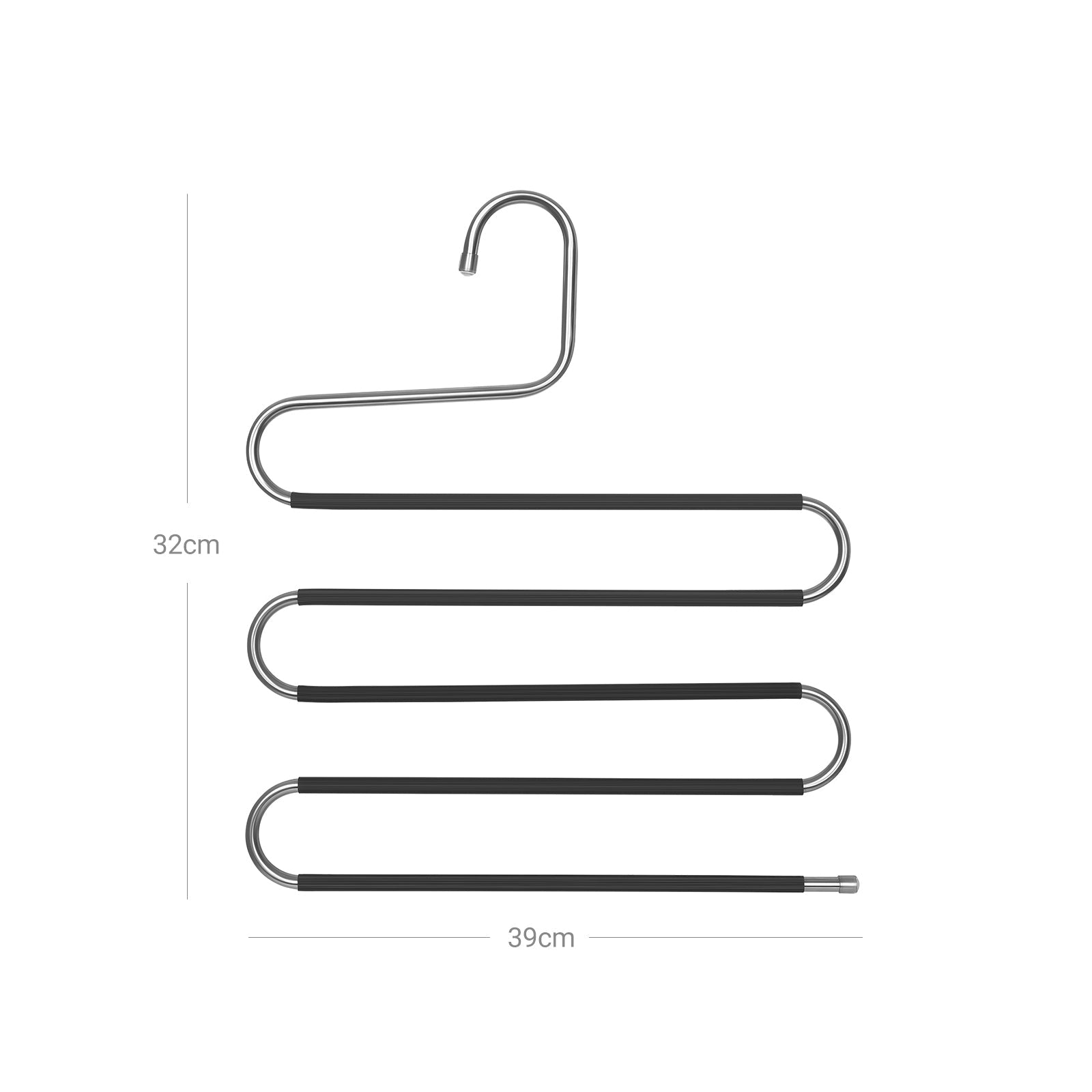 Pants Hangers – Metal – Silver and Black – Space-Saving Non-Slip 5-Tier Design