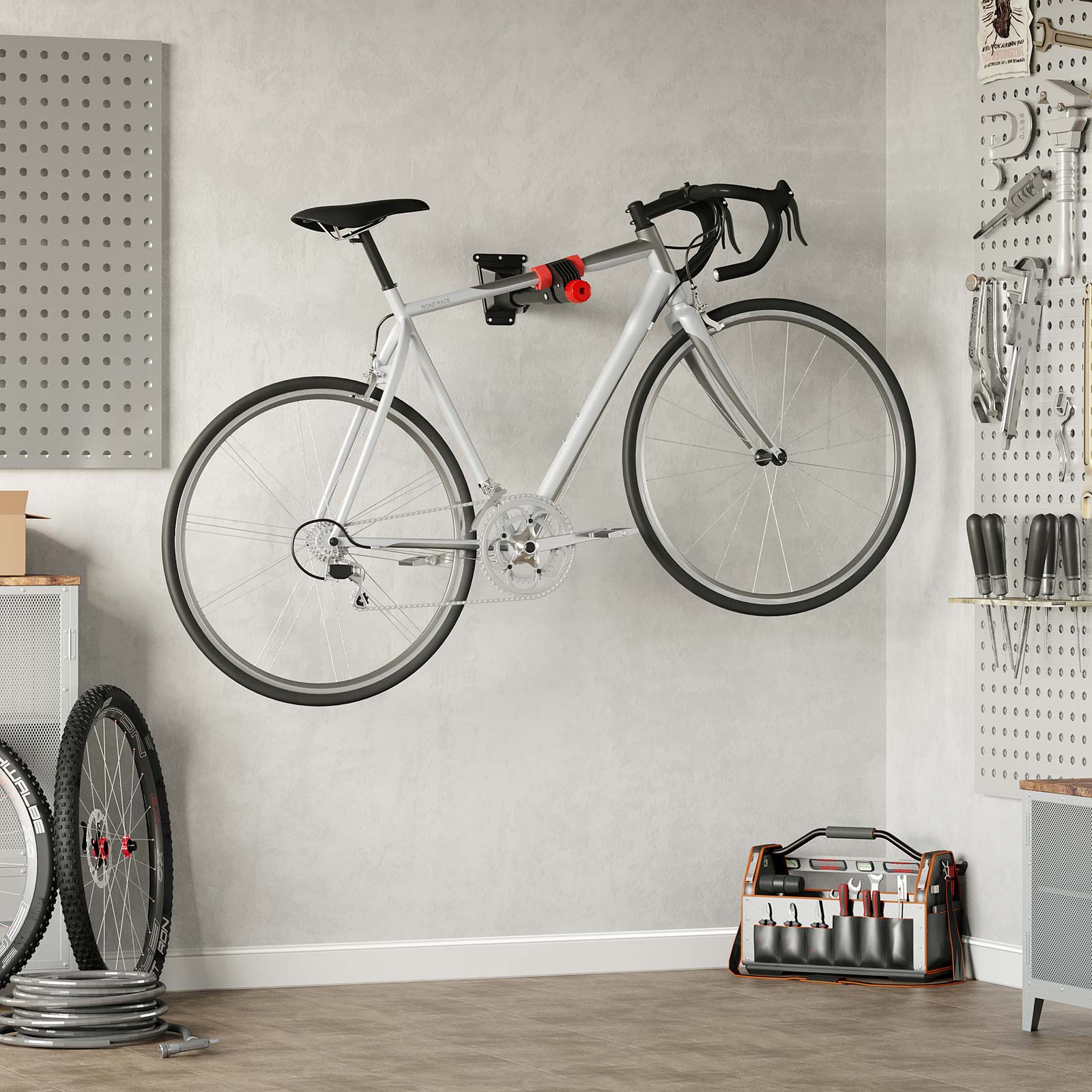Wall-Mounted Bike Repair Stand – Heavy-Duty Steel – Black – 360-Degree Rotation, Removable Rack, Includes 2 Brackets