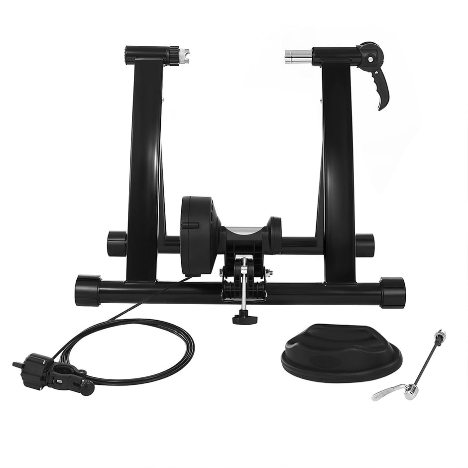 Indoor Bike Trainer Stand – Magnetic – Black – Noise Reduction Feature with Quick-Release Handle