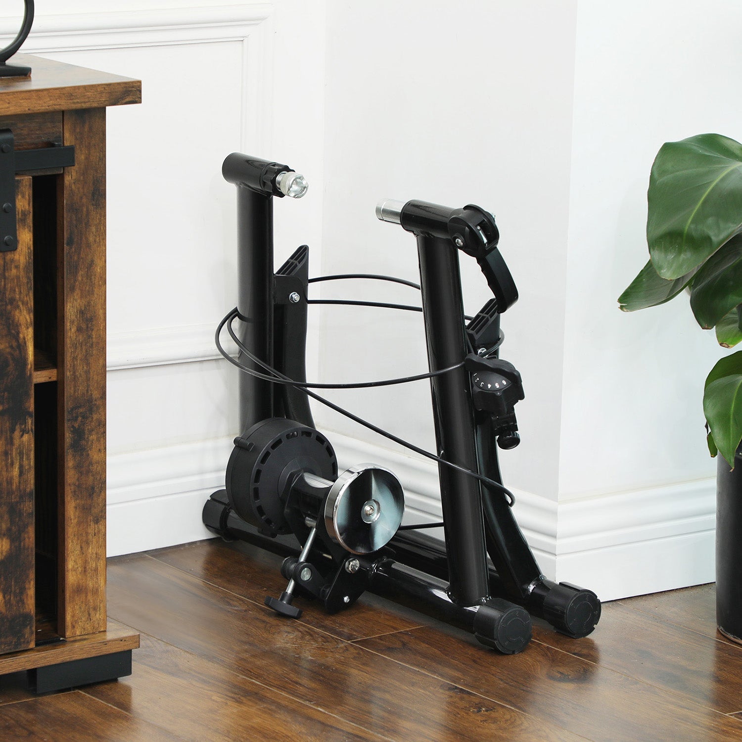 Adjustable Bike Trainer Stand – Magnetic – Black – Noise Reduction with Foldable Design