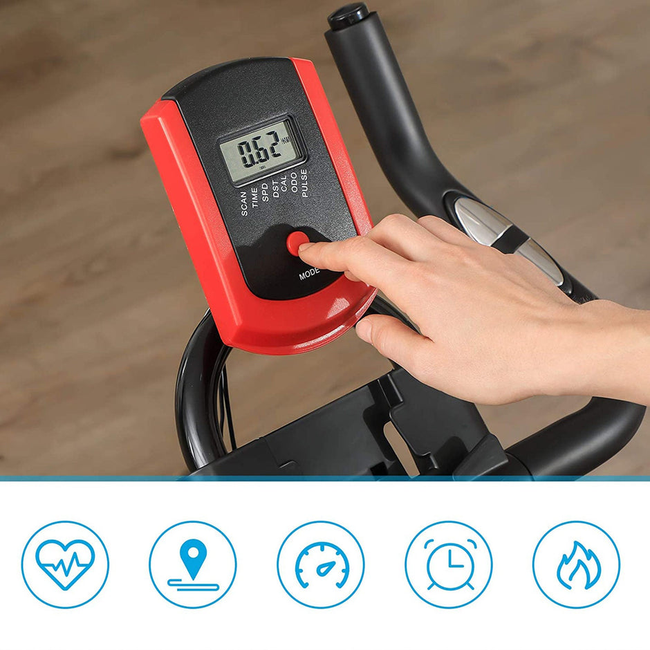 Indoor Cycling Bike – Steel – Black and Red – Adjustable Handlebar, Seat, and Resistance