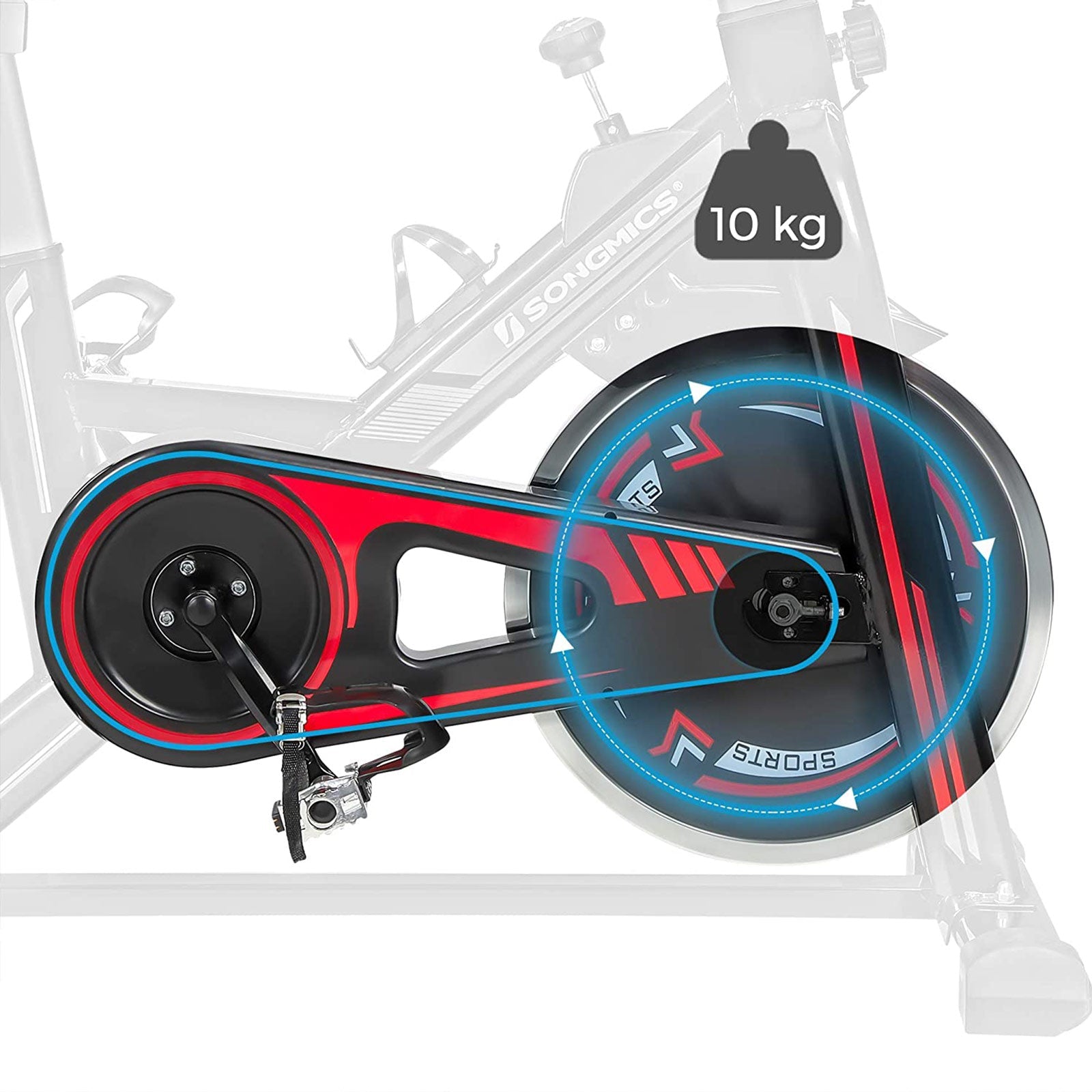 Indoor Cycling Bike – Steel – Black and Red – Adjustable Handlebar, Seat, and Resistance