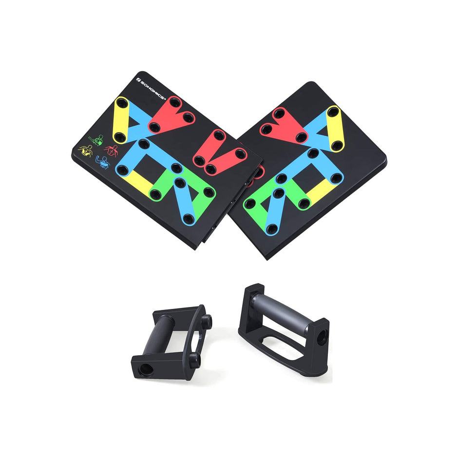 Push-Up Board – Plastic – Black – 14-in-1 Color-Coded Portable Fitness Tool