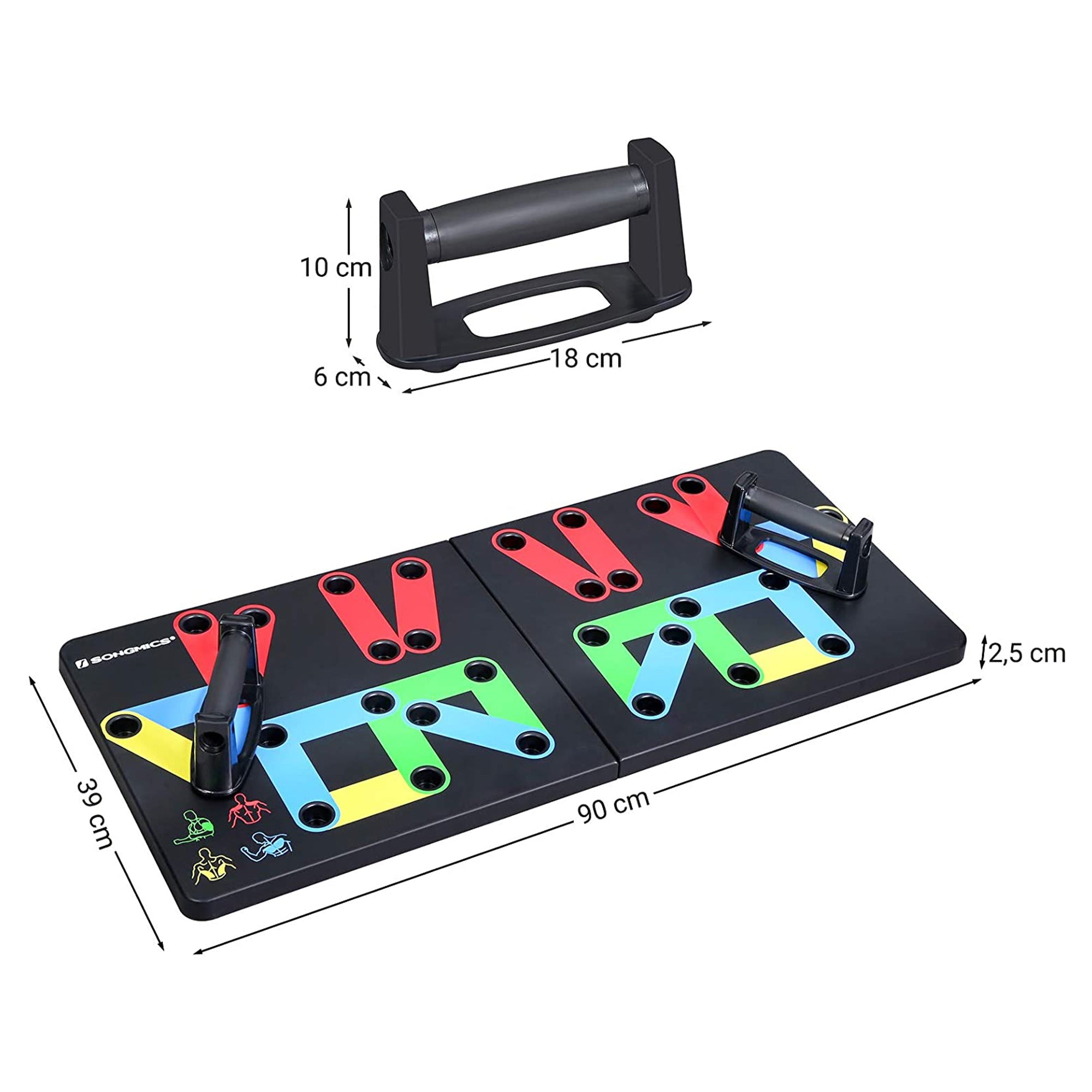 Push-Up Board – Plastic – Black – 14-in-1 Color-Coded Portable Fitness Tool