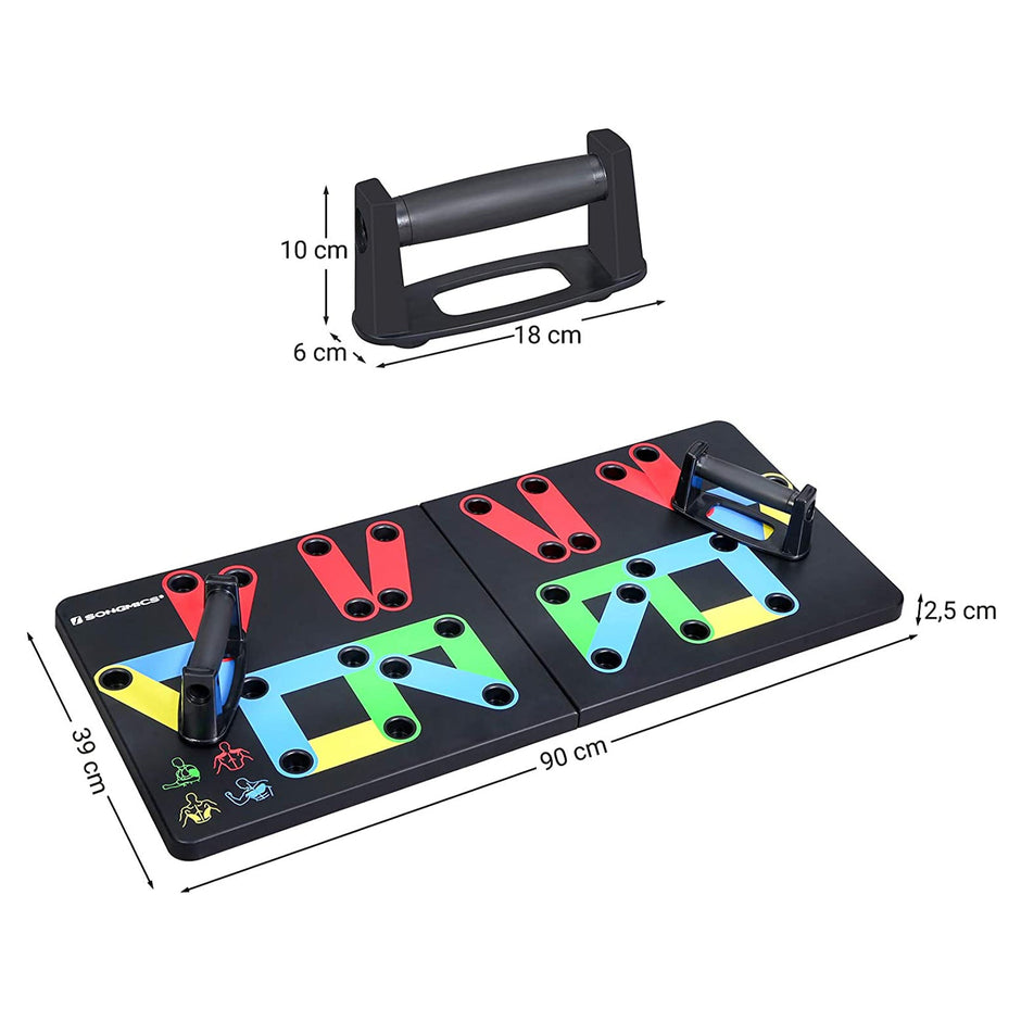 Push-Up Board – Plastic – Black – 14-in-1 Color-Coded Portable Fitness Tool