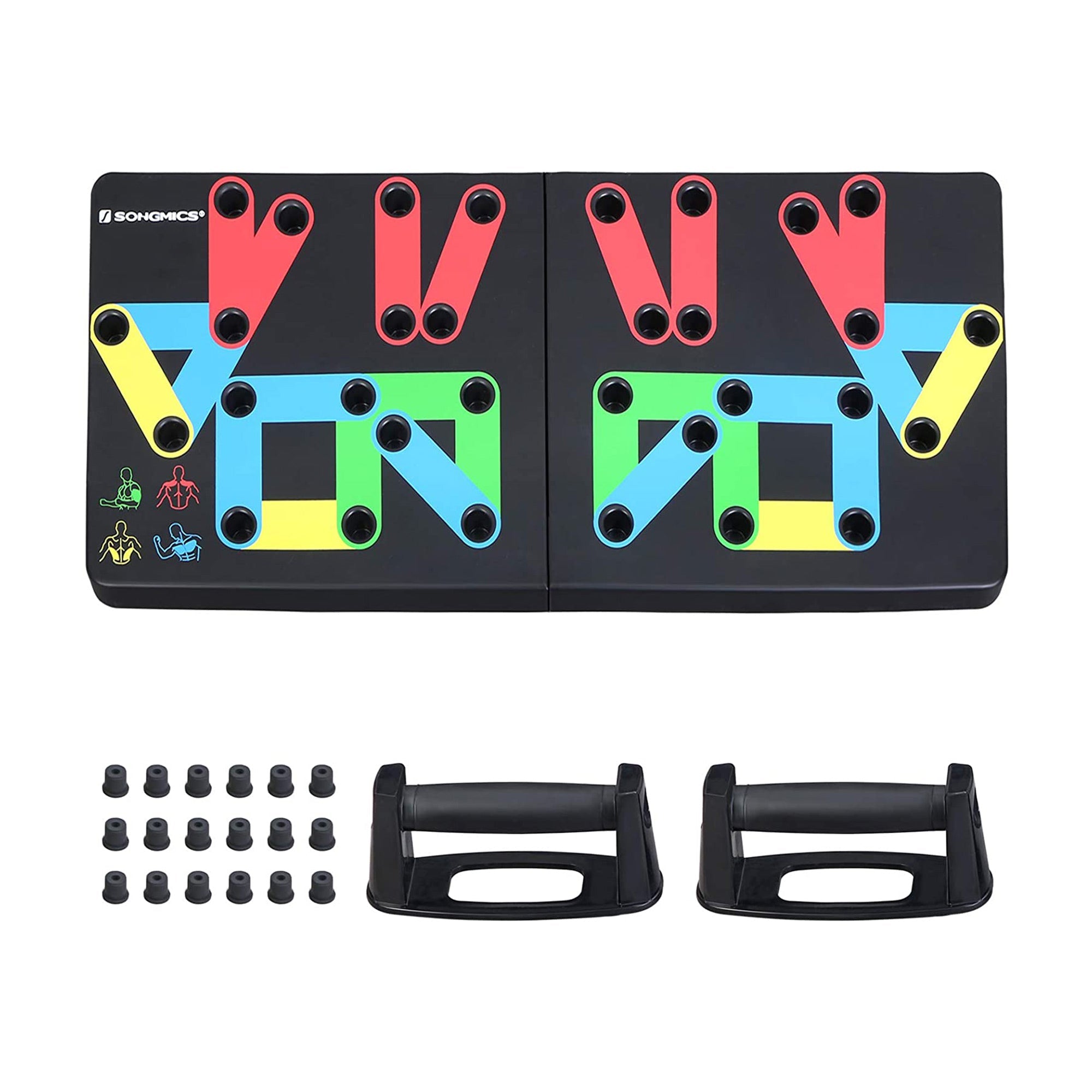 Push-Up Board – Plastic – Black – 14-in-1 Color-Coded Portable Fitness Tool