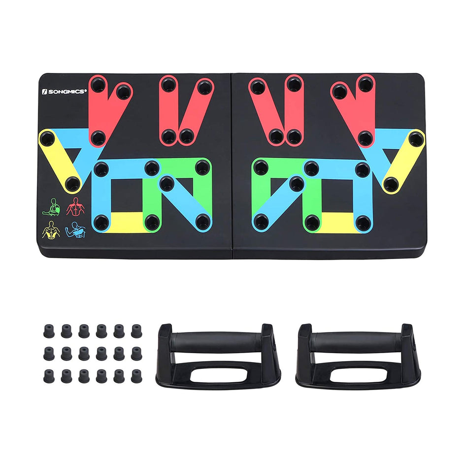 Push-Up Board – Plastic – Black – 14-in-1 Color-Coded Portable Fitness Tool
