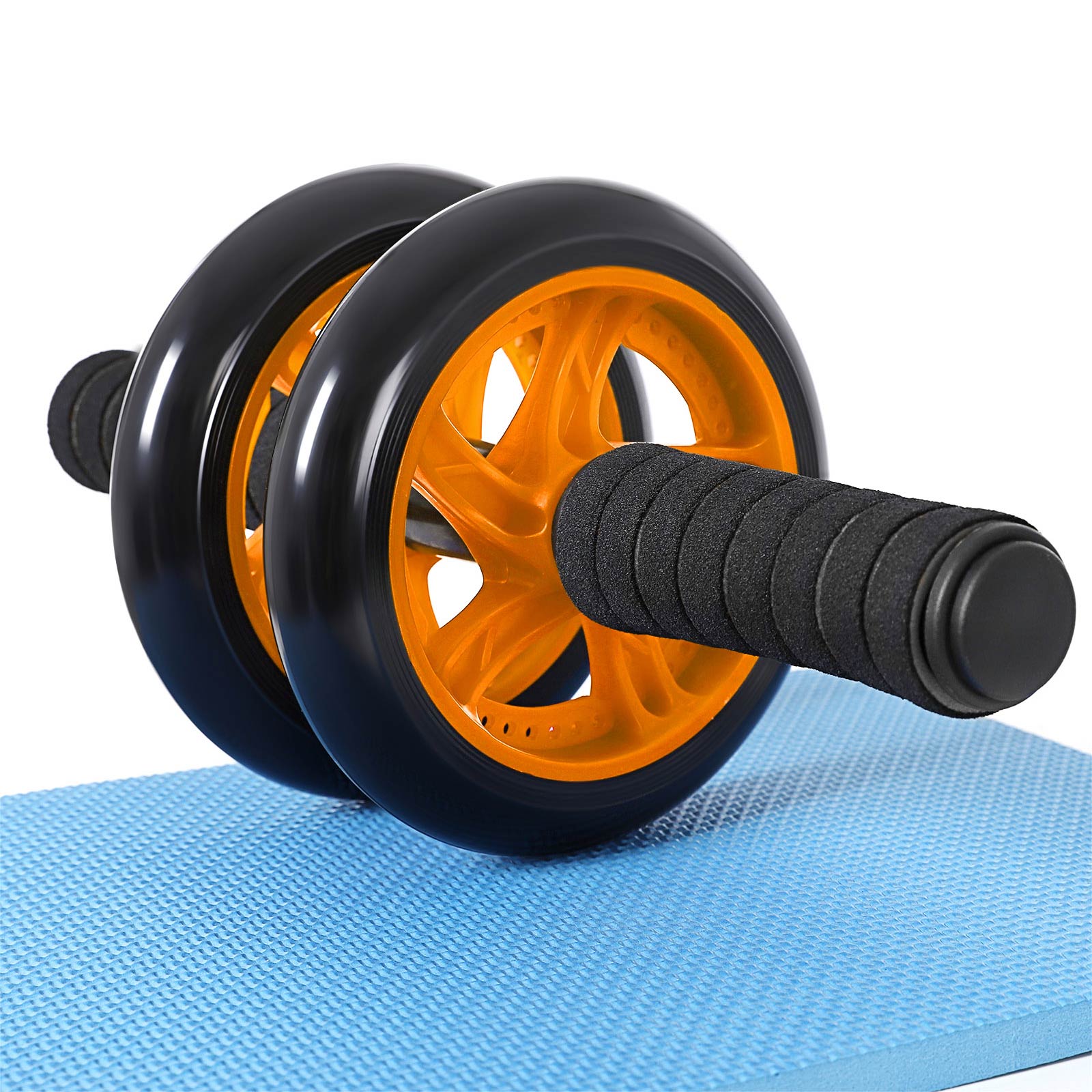 Abdominal Roller – Foam – Red – Comfortable Non-Slip Handles with Extra Thick Knee Pad Mat