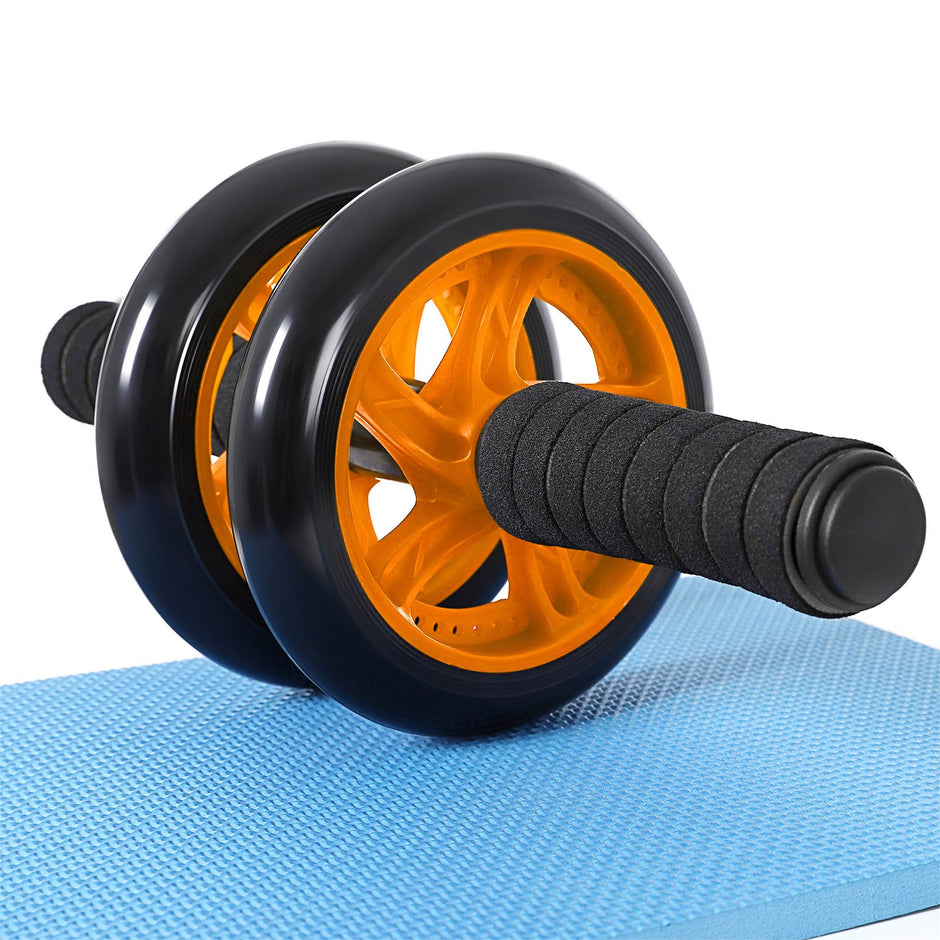 Abdominal Roller – Foam – Red – Comfortable Non-Slip Handles with Extra Thick Knee Pad Mat