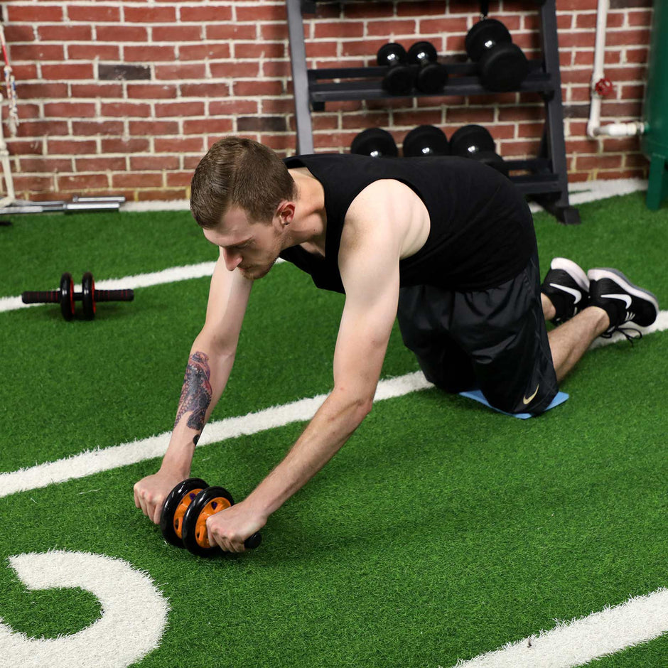 Abdominal Roller – Foam – Red – Comfortable Non-Slip Handles with Extra Thick Knee Pad Mat