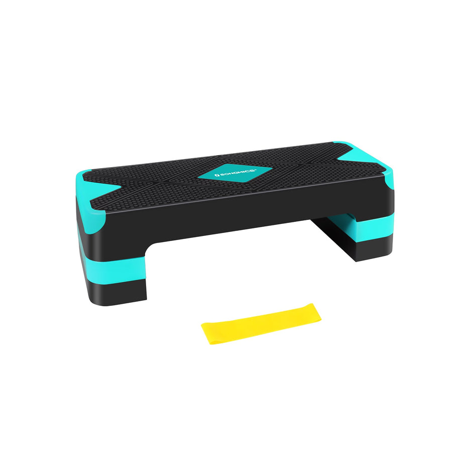 Step Platform – Plastic – Black and Grey – Height-Adjustable with Resistance Band