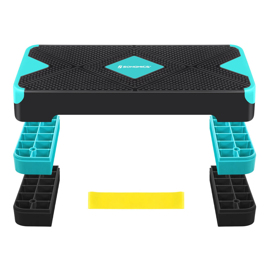 Step Platform – Plastic – Black and Grey – Height-Adjustable with Resistance Band