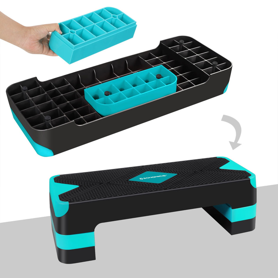 Step Platform – Plastic – Black and Grey – Height-Adjustable with Resistance Band