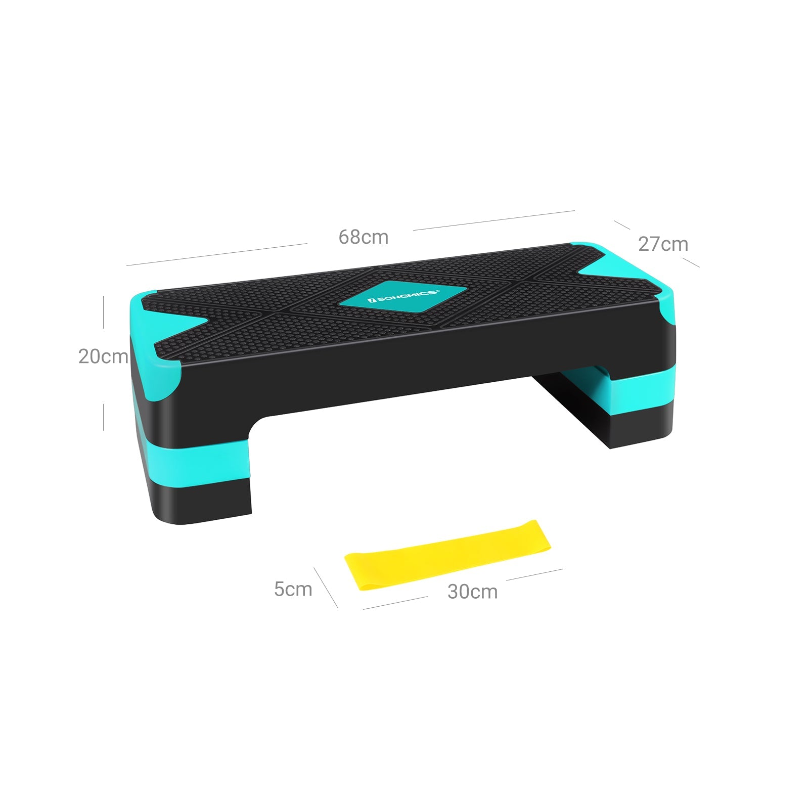 Step Platform – Plastic – Black and Grey – Height-Adjustable with Resistance Band