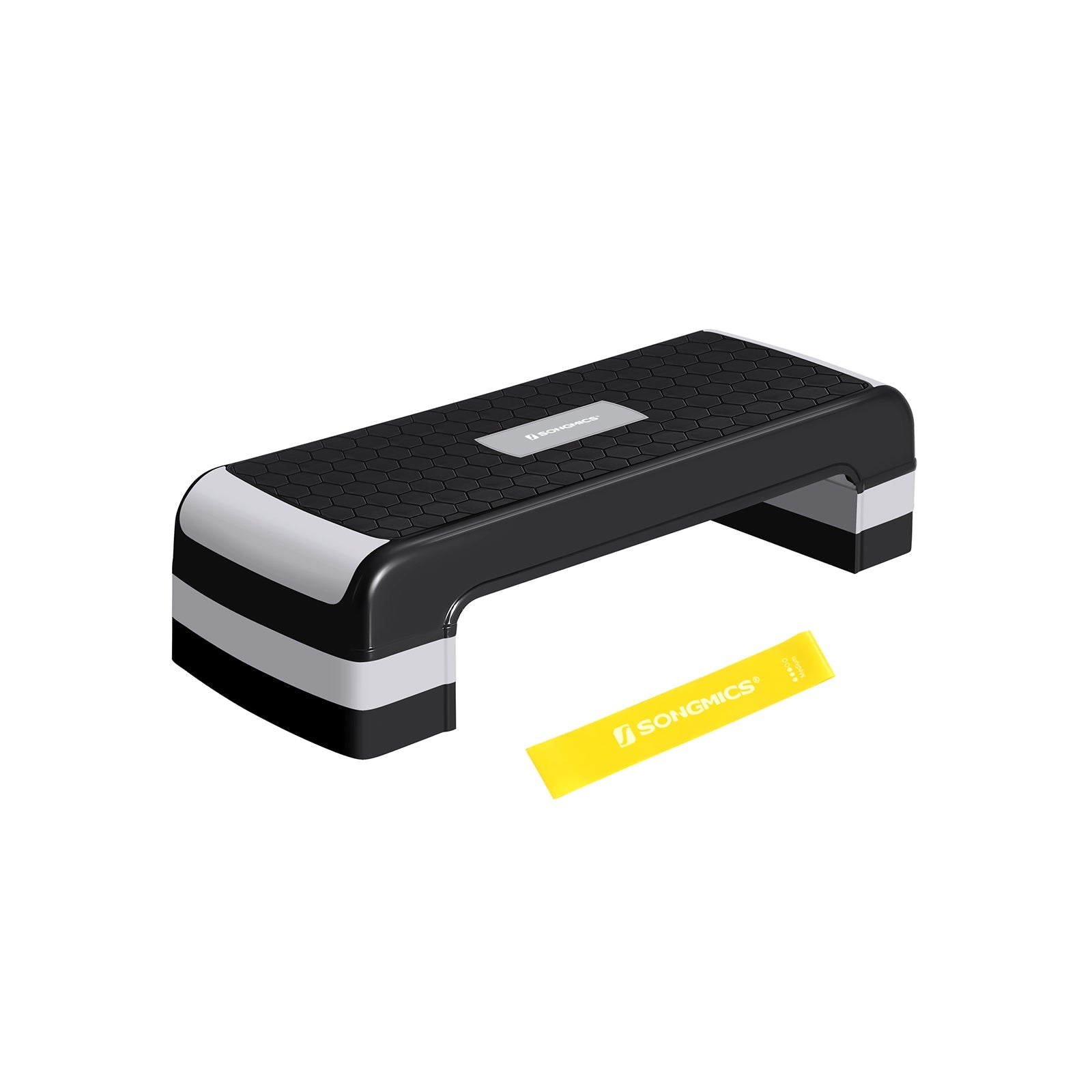 Aerobic Step Platform – Plastic – Grey – Height-Adjustable with Resistance Band