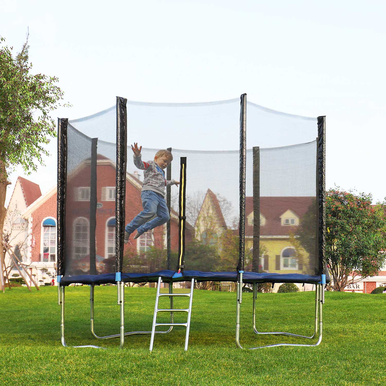 Trampoline Safety Net – Mesh – Black – Fits 10 ft Round Trampolines with 8 Straight Poles