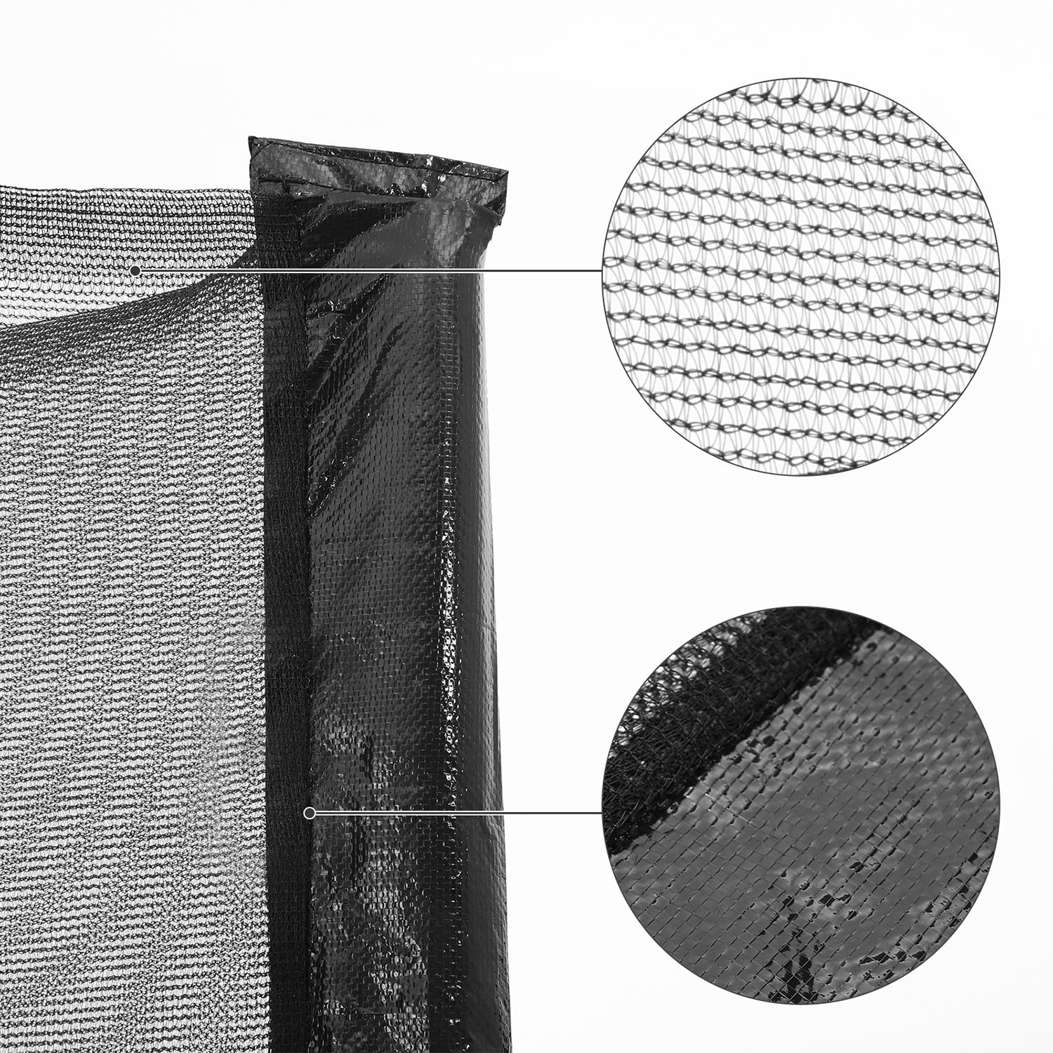 Trampoline Safety Net – Mesh – Black – For 12 ft Round Trampoline with 8 Straight Poles