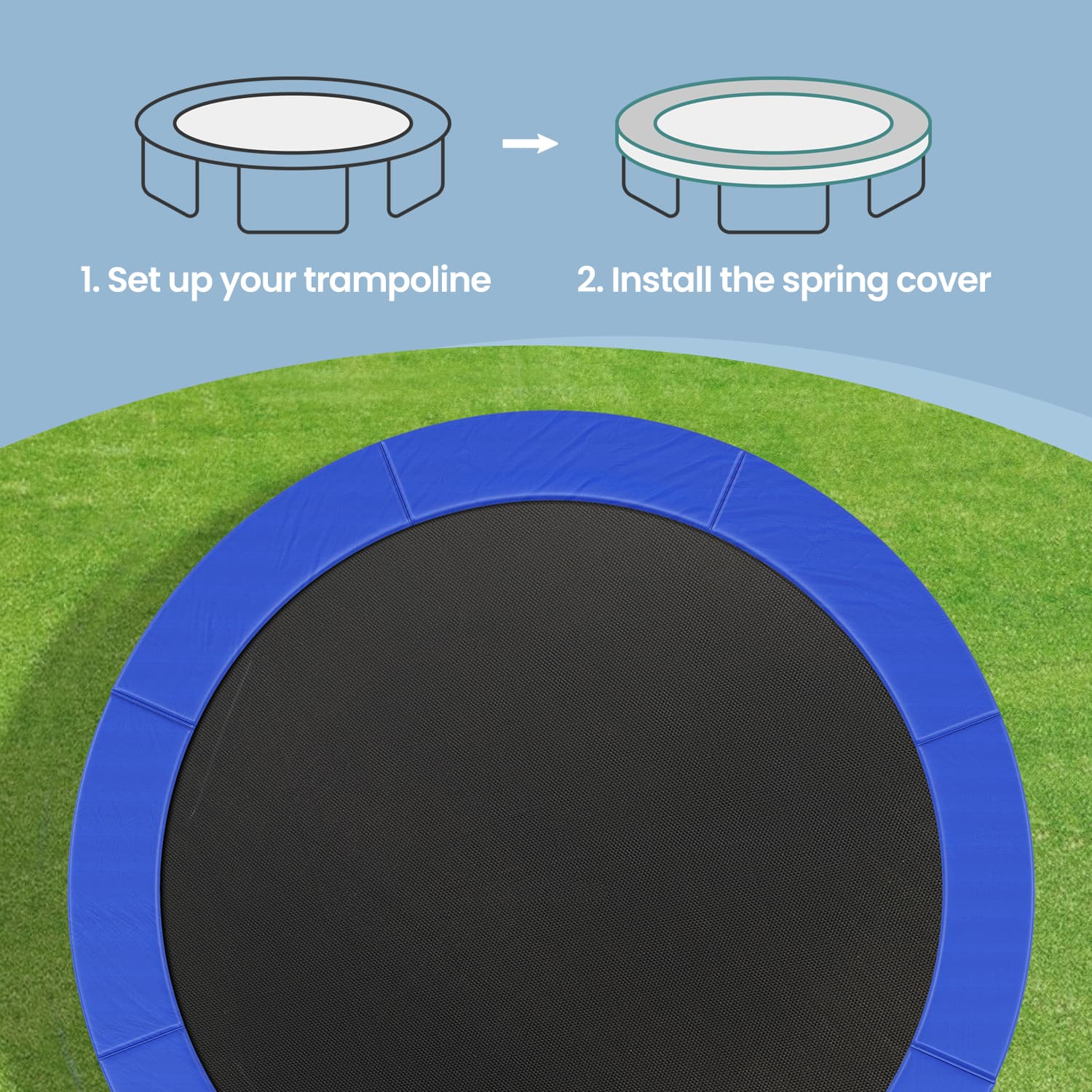 Trampoline Safety Pad – Heavy-Duty – Green – 10 ft Replacement Spring Cover with Edge Protection