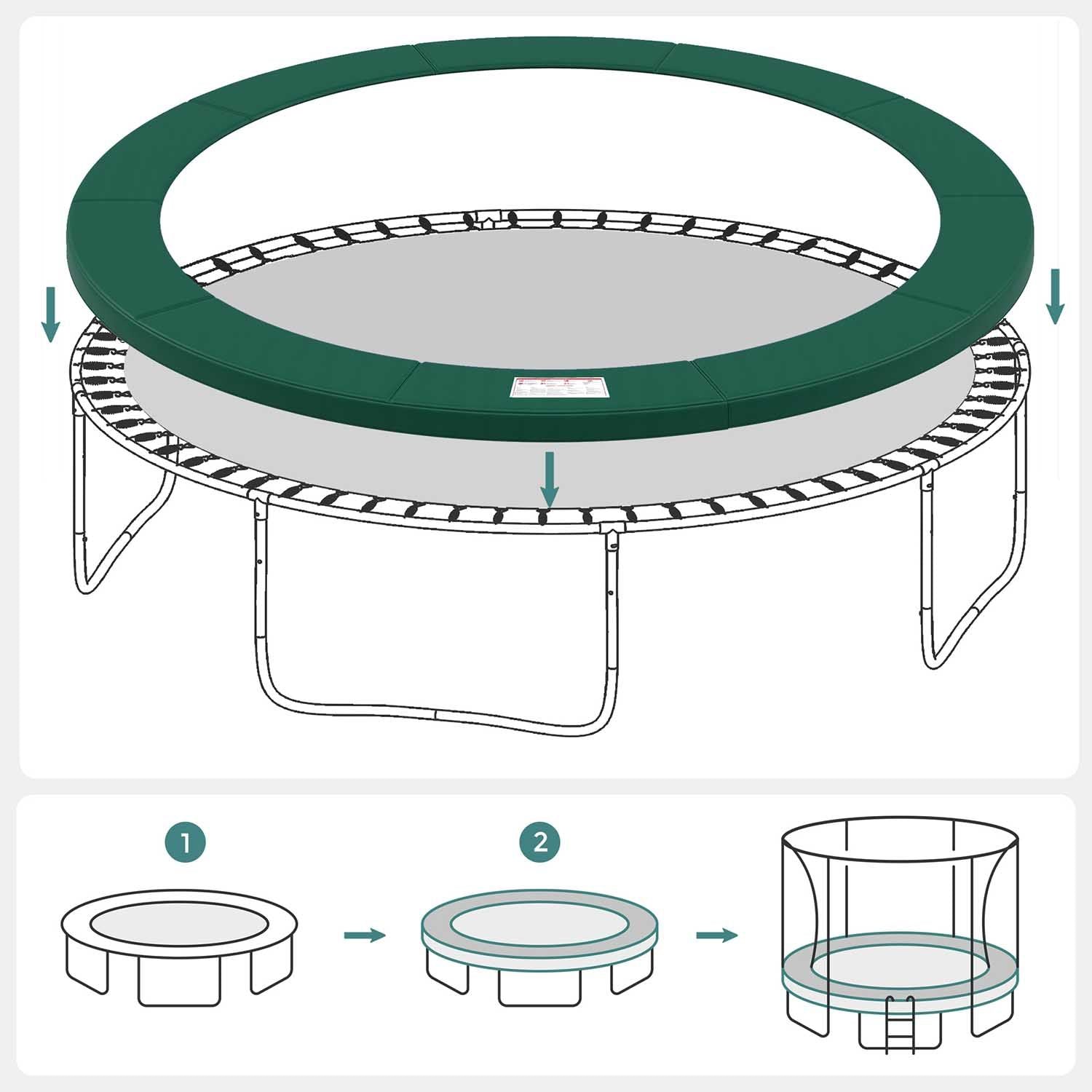 Trampoline Safety Protection Pad – UV-Resistant & Tear-Resistant – Green – Standard Size with Edge Protection
