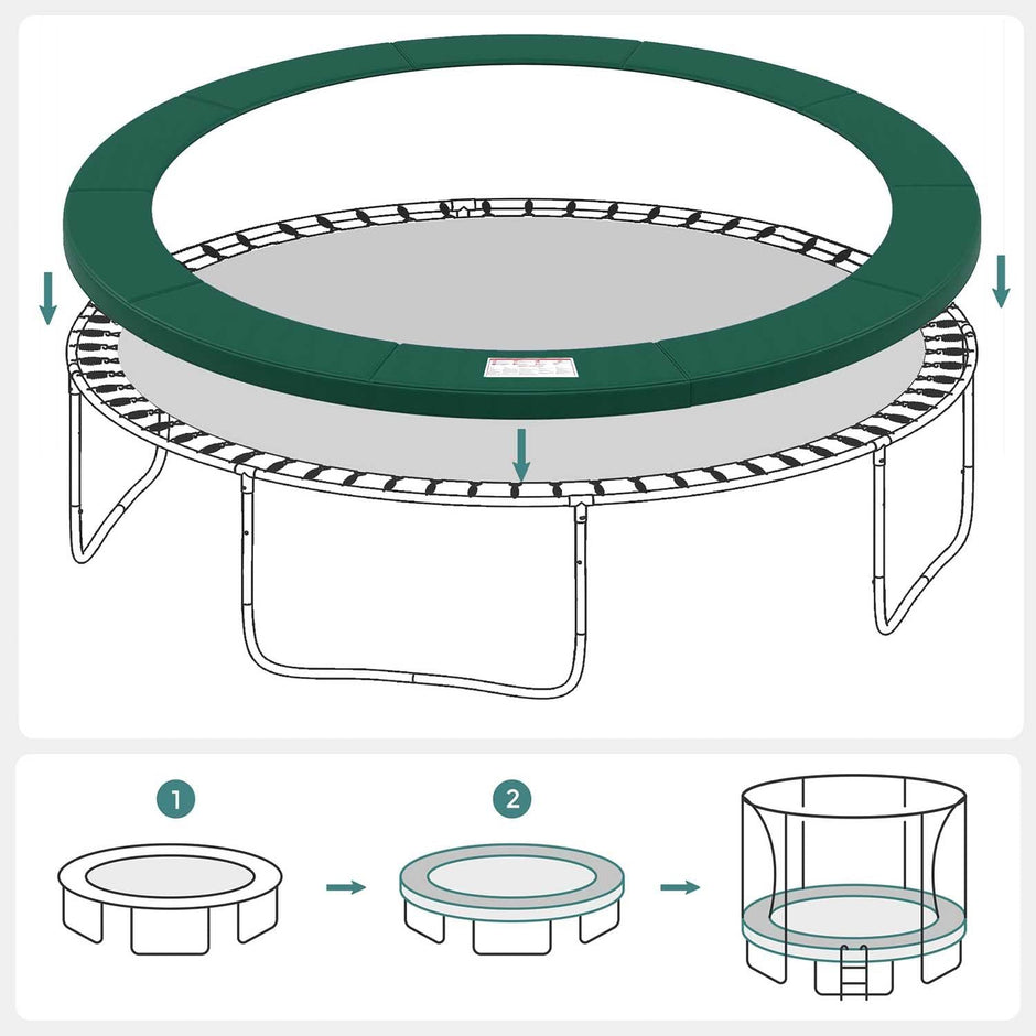 Trampoline Safety Protection Pad – UV-Resistant & Tear-Resistant – Green – Standard Size with Edge Protection
