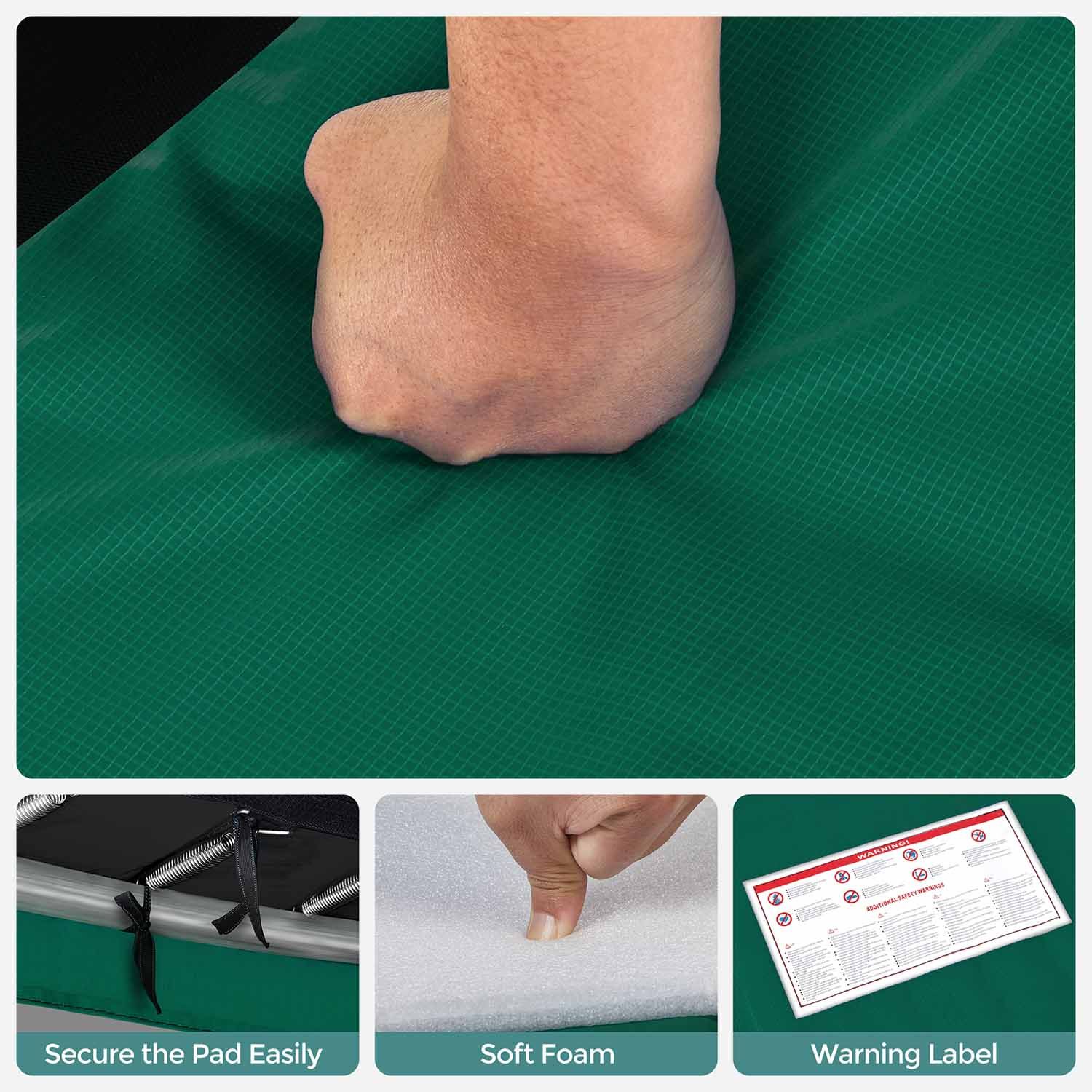 Trampoline Safety Protection Pad – UV-Resistant & Tear-Resistant – Green – Standard Size with Edge Protection