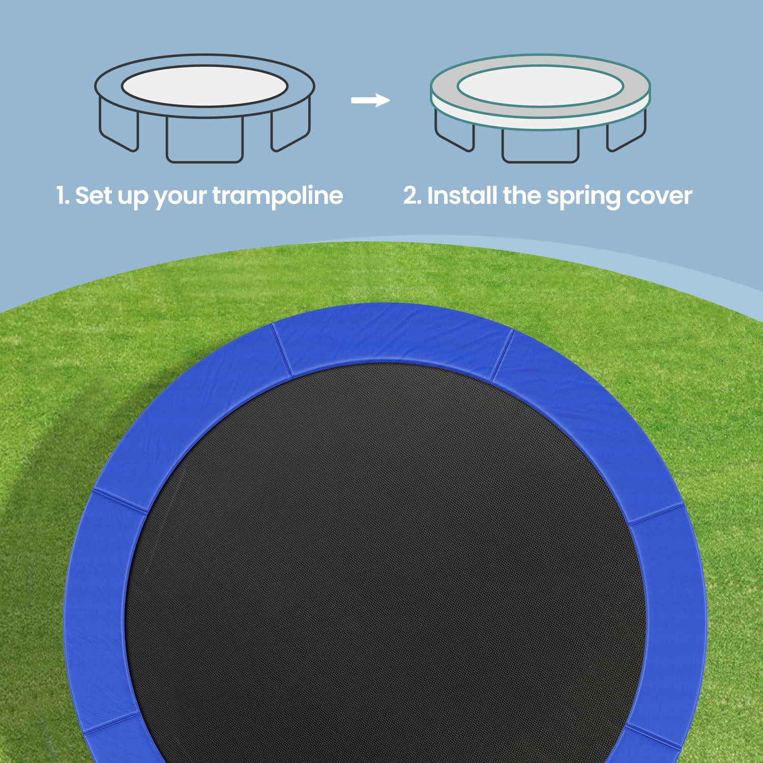 Trampoline Safety Pad – Heavy-Duty Material – Green – 8 ft Replacement Spring Cover and Edge Protection
