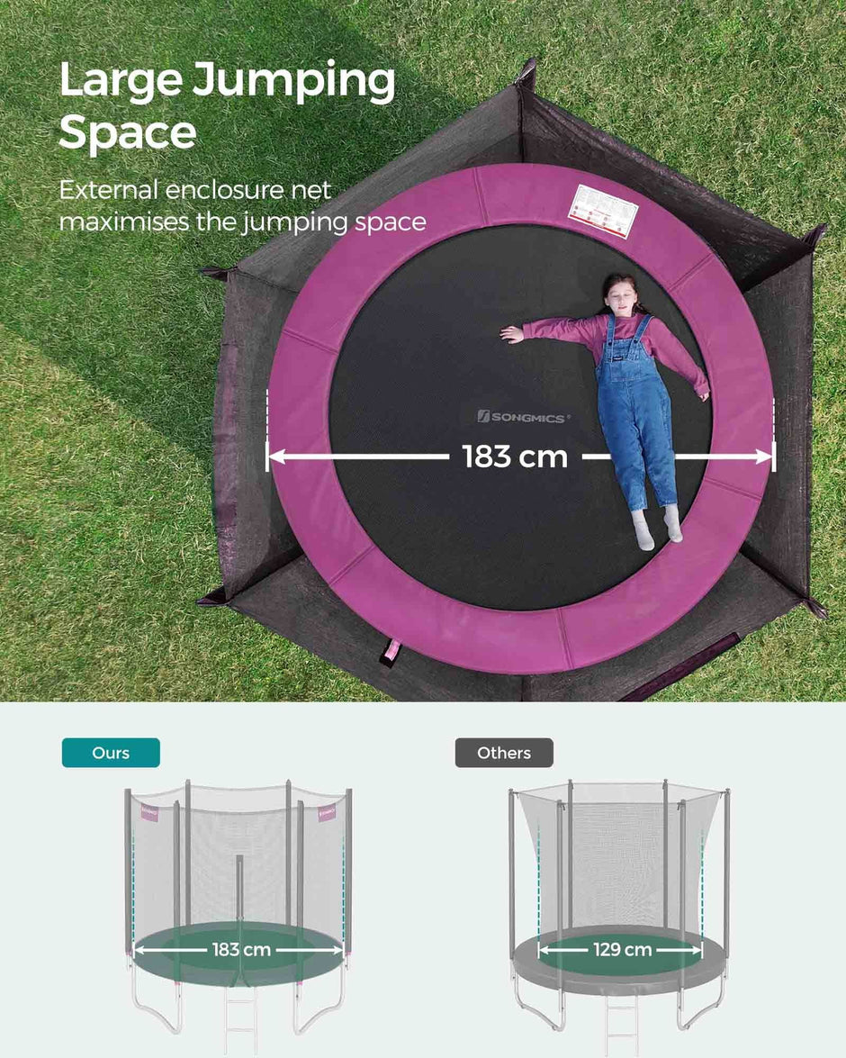 Trampoline – Steel – Pink – 6ft with Safety Enclosure Net