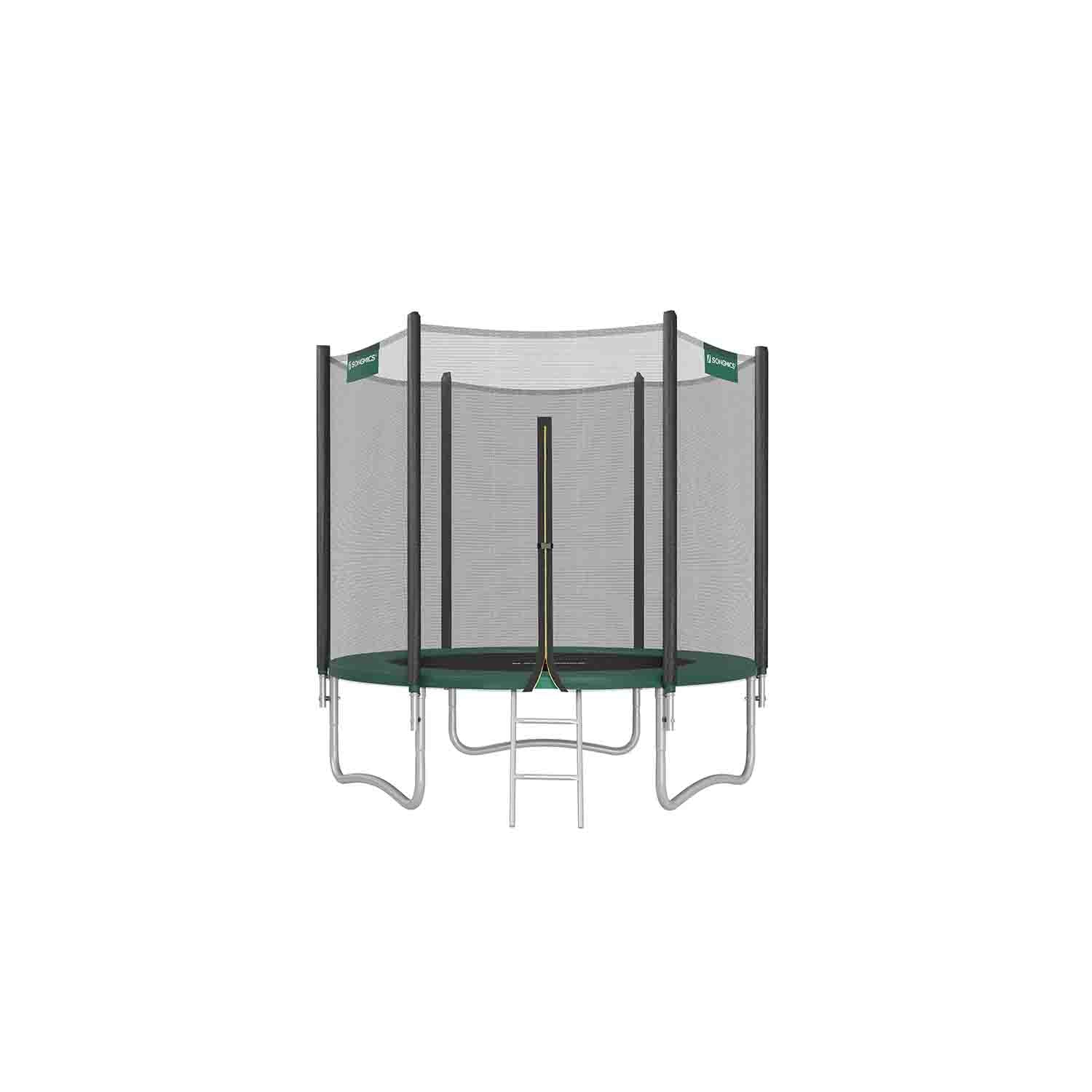 Trampoline – Steel – Dark Green – 10 ft with Safety Enclosure Net and Ladder