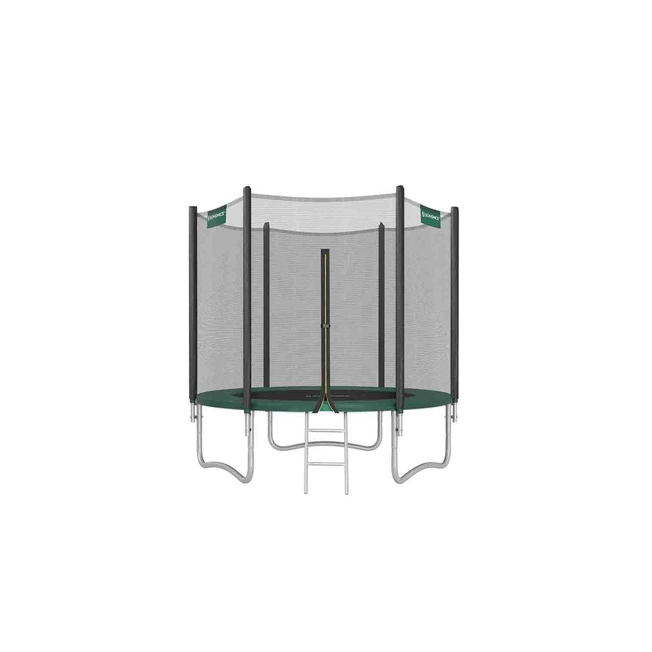 Trampoline – Steel – Dark Green – 10 ft with Safety Enclosure Net and Ladder