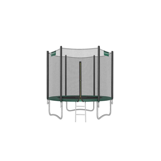 Trampoline – Steel – Dark Green – 10 ft with Safety Enclosure Net and Ladder