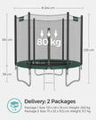 Trampoline – Steel – Dark Green – 10 ft with Safety Enclosure Net and Ladder