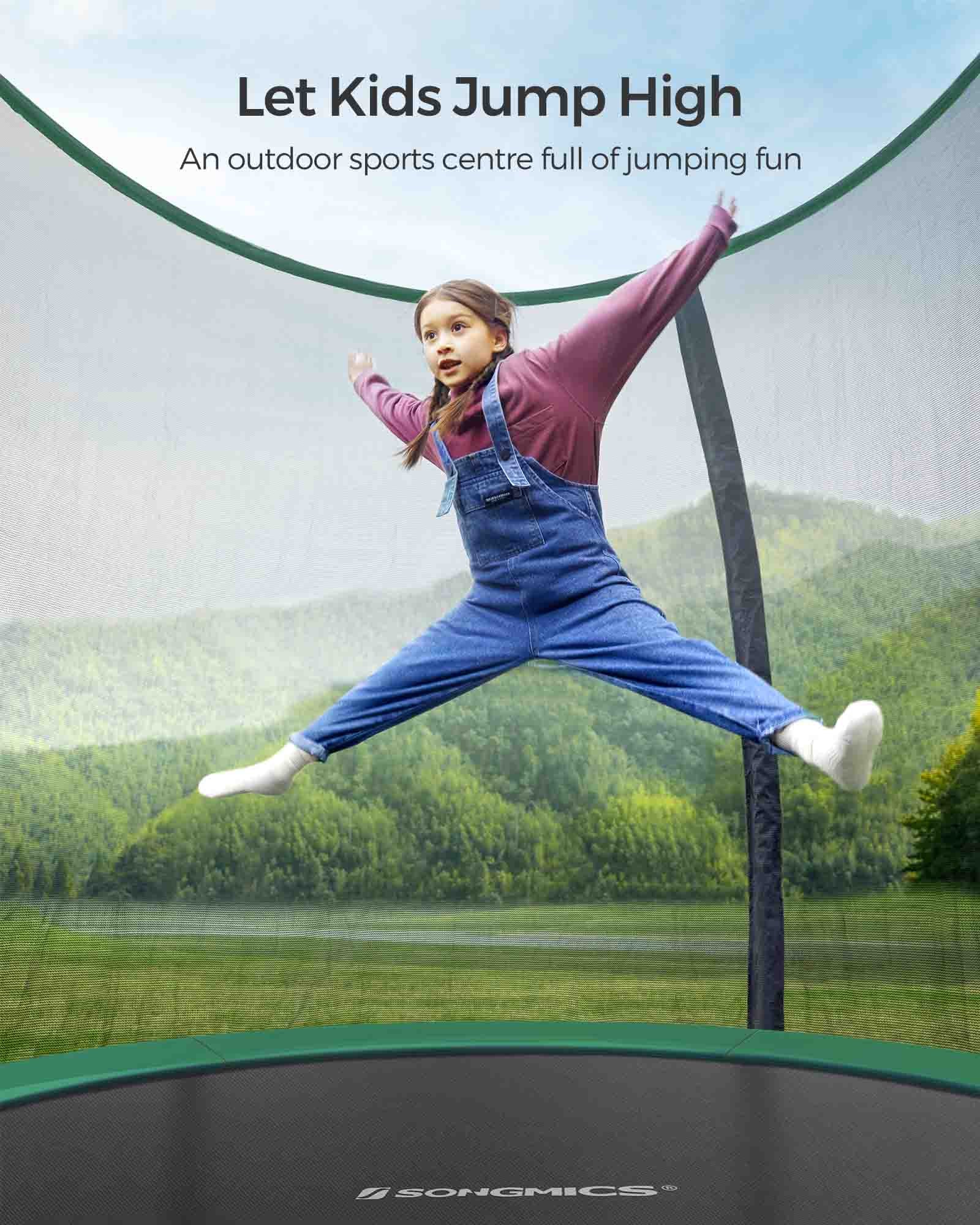Trampoline – Metal – Blue – Safety Enclosure Net with TÜV Rheinland GS Certification 10 ft