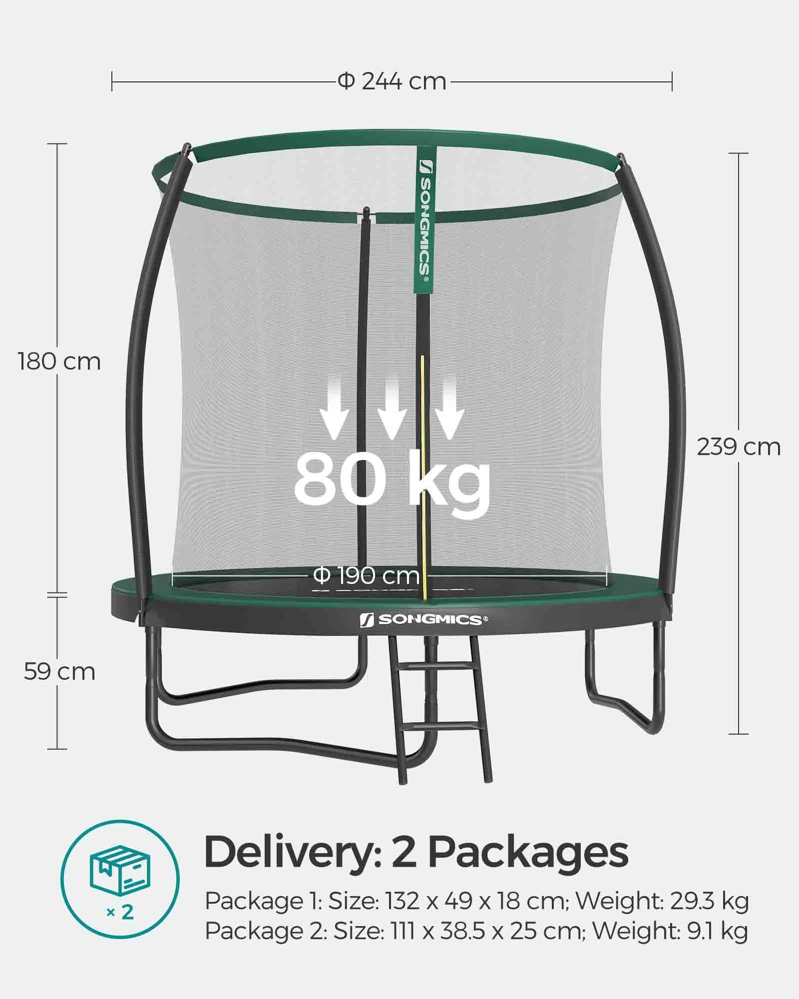 Trampoline – Metal – Blue – Safety Enclosure Net with TÜV Rheinland GS Certification 10 ft