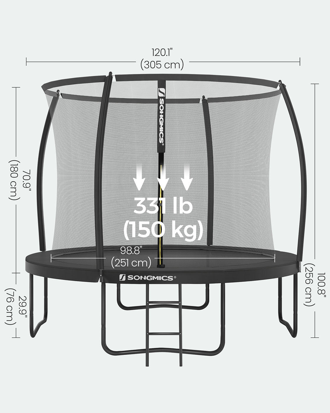 Round Trampoline – Steel – Multi-size – TÜV-Certified with Complete Safety Kit (Net, Ladder, Pads, Cover) for Outdoor Use