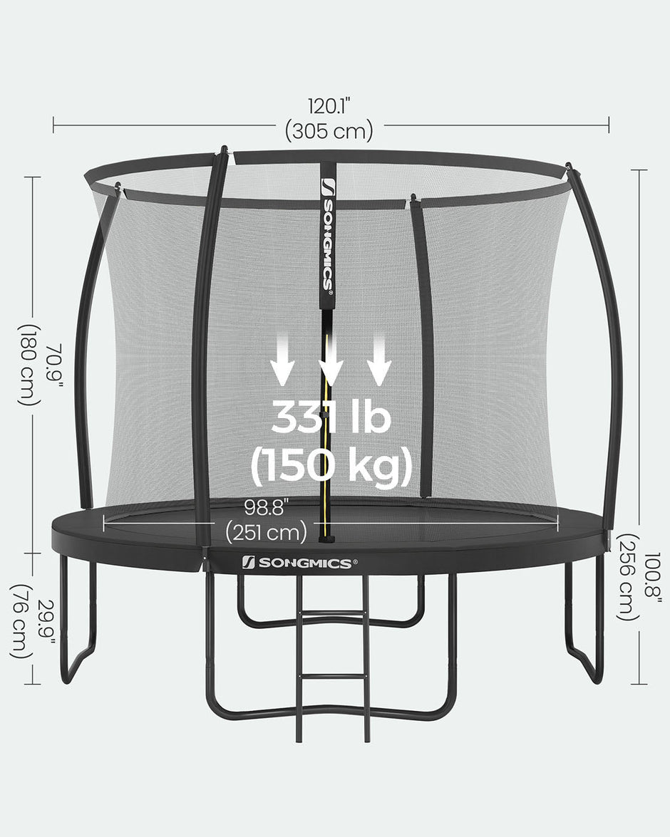 Round Trampoline – Steel – Multi-size – TÜV-Certified with Complete Safety Kit (Net, Ladder, Pads, Cover) for Outdoor Use