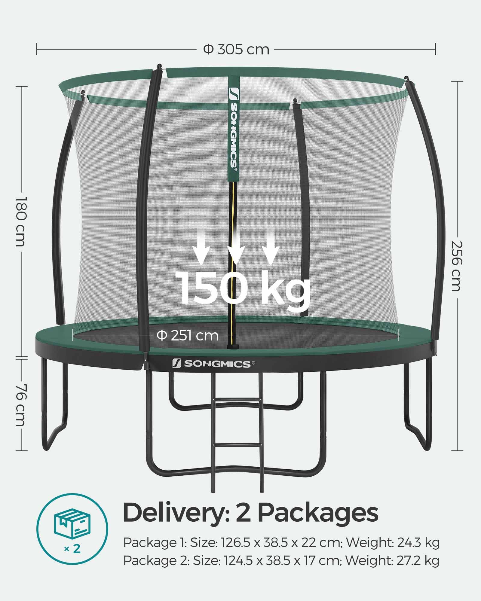 Trampoline – Metal – Round – With Safety Net and Ladder