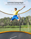 Round Trampoline – Fabric and Metal – 10ft – Safety Net Enclosure with Ladder and Padded Arch Poles