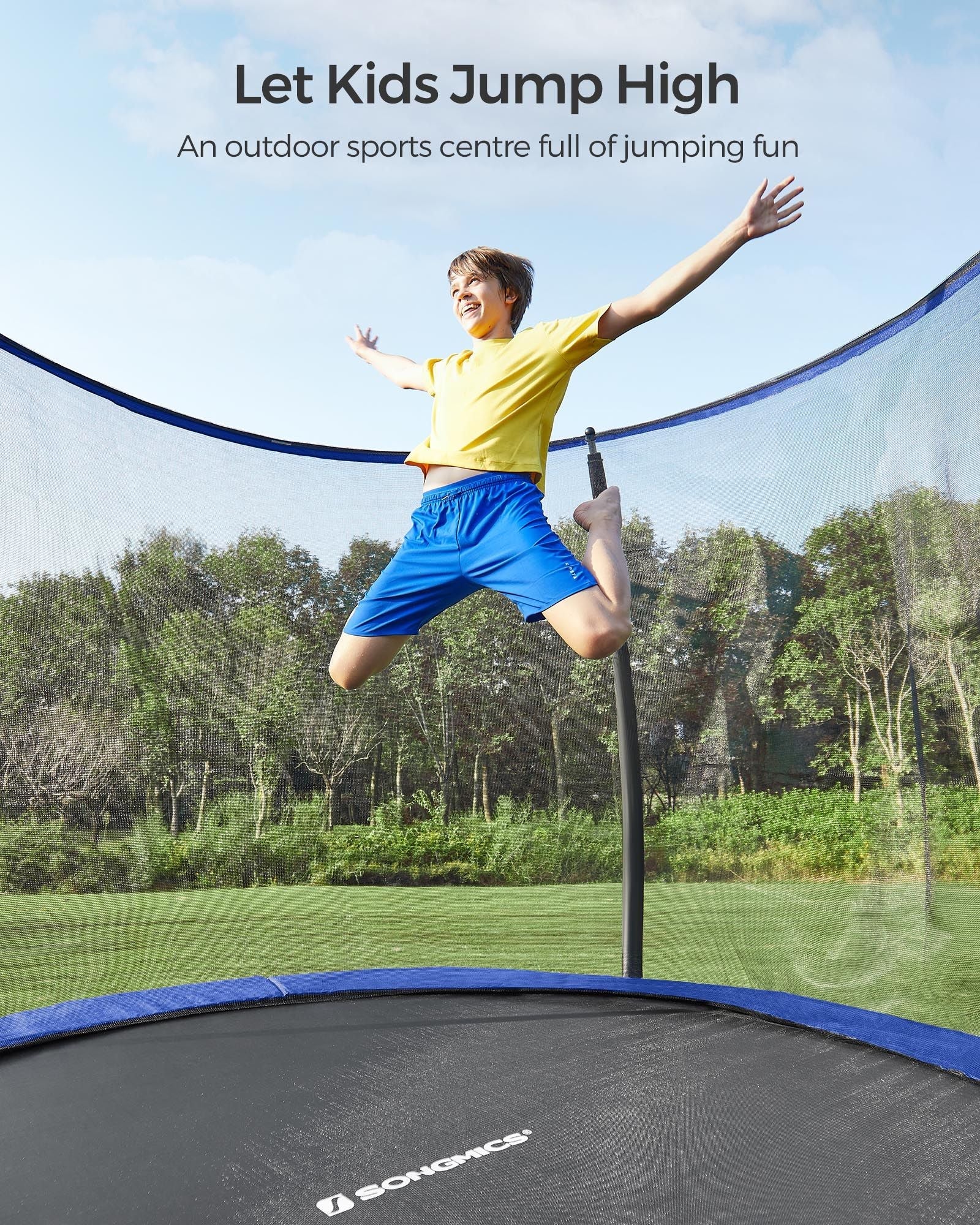 Garden Trampoline – Metal – Round – 10ft with Safety Net and Ladder