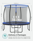 Garden Trampoline – Metal – Round – 10ft with Safety Net and Ladder